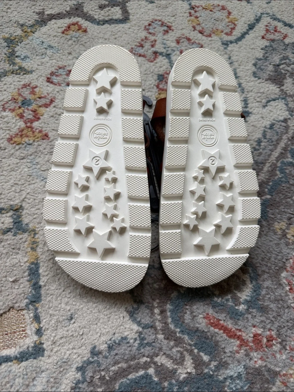 wonder nation Brown Braided T-Strap Kids Sandals